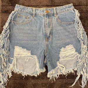 Fringe Denim Shorts